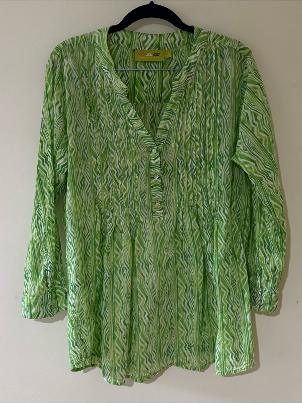 ROCK FLOWER PAPER cotton LIGHTWEIGHT boho TUNIC TOP green SUMMER medium